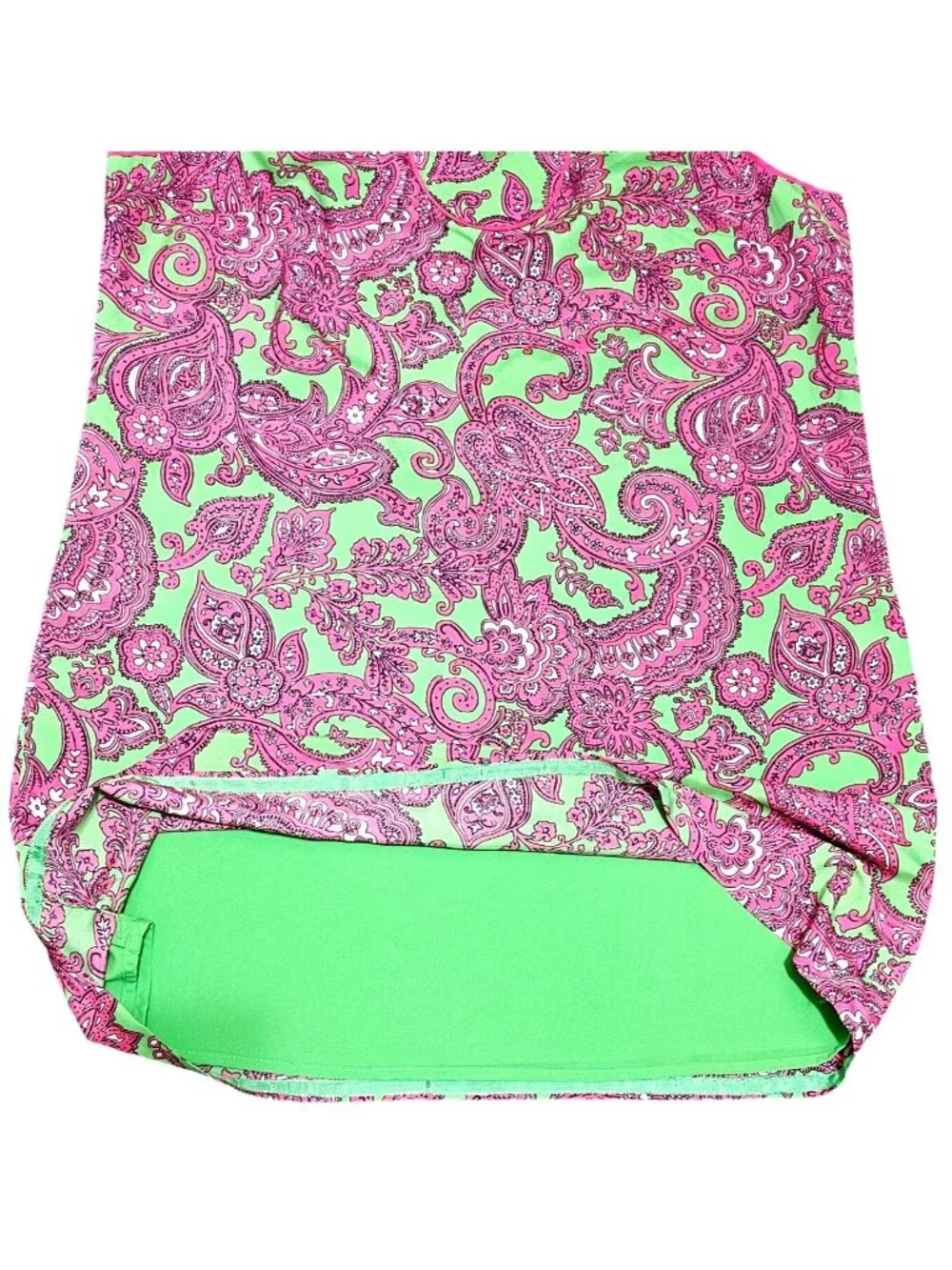 Crown & Ivy XL Sleeveless Green Dress With Pink Paisley Print & Keyhole Neckline - Picture 8 of 12